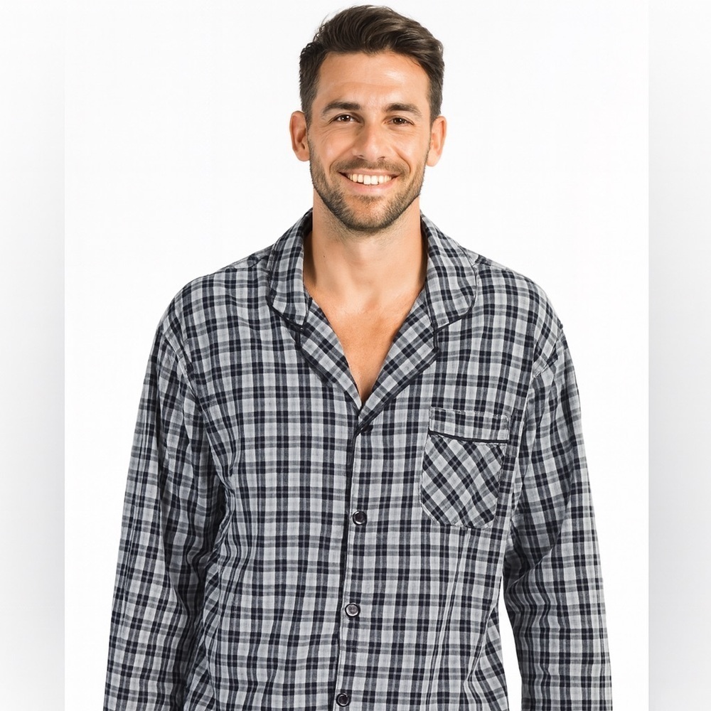 Hanes size large blue checkered pajama top men’s